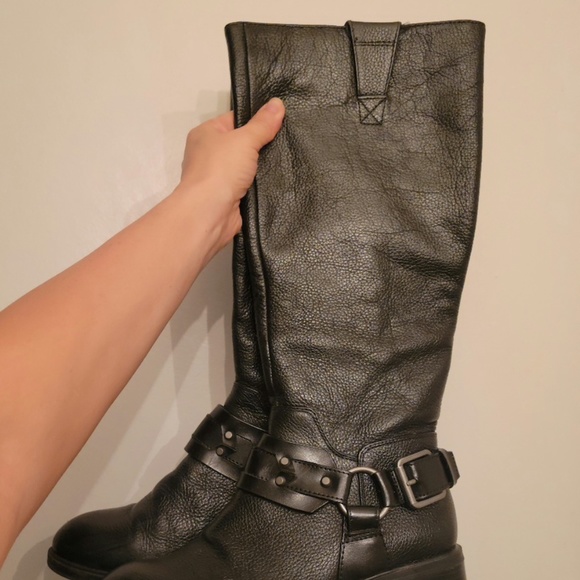 Pebbled Leather "Jamisono" Moto-style Riding Boots by Nine West - Picture 3 of 10